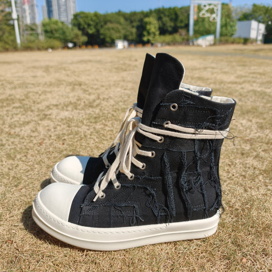 Men's Tassel Beggar Trendy Cool Platform Black Men's Canvas Shoes