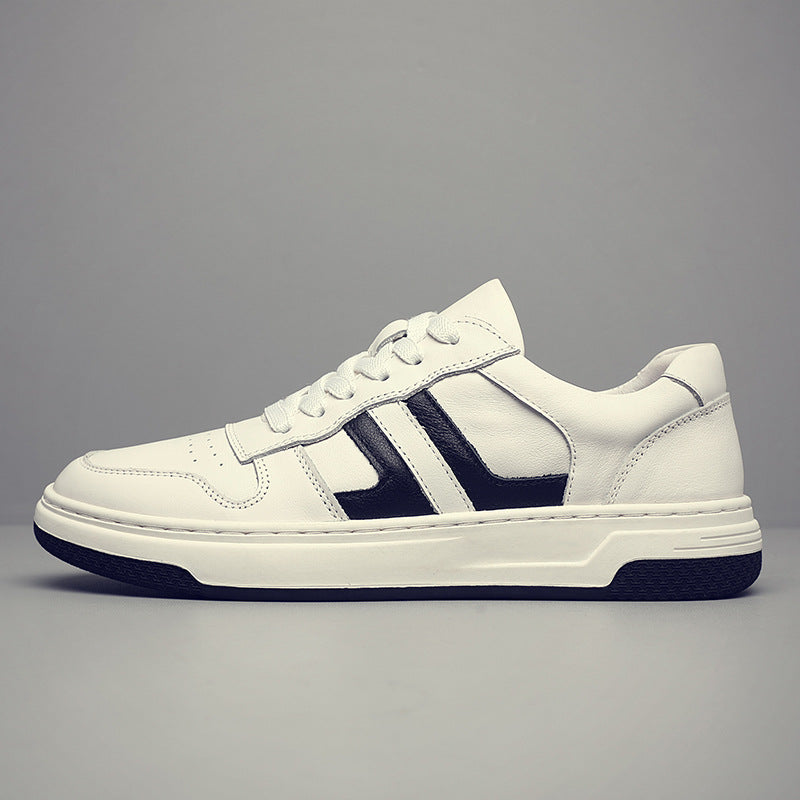Men's First Layer Cowhide Breathable Black Trend Men's Board Shoes