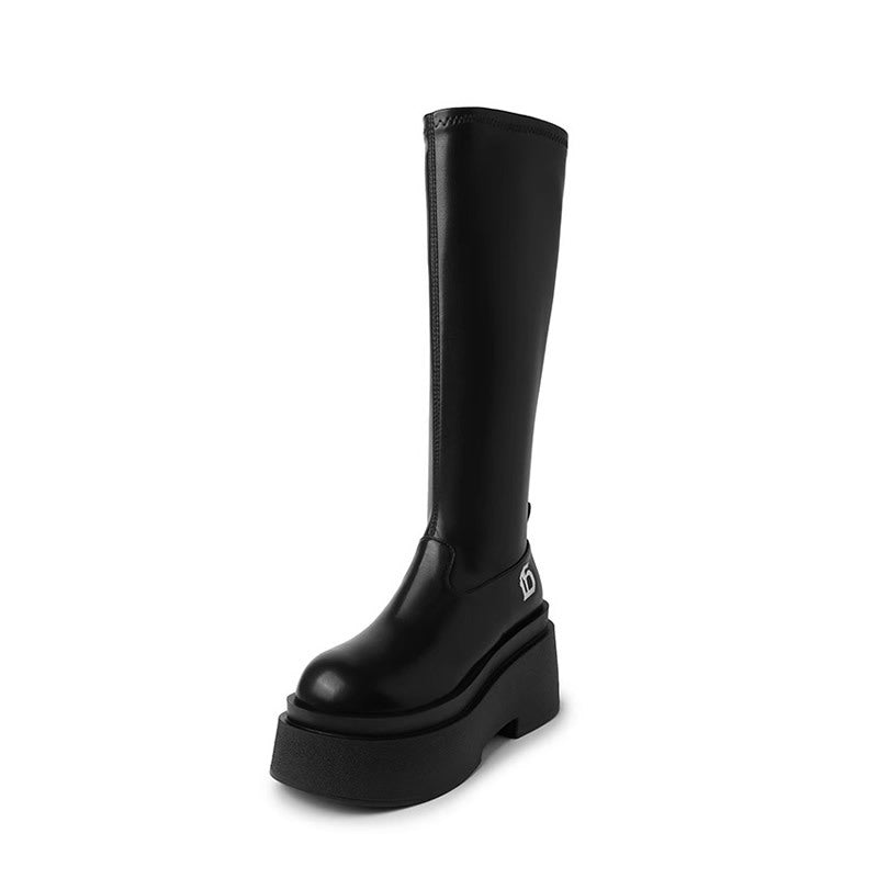 Women's Tube Circumference Stretch Thin Thick Bottom Height Increasing Boots