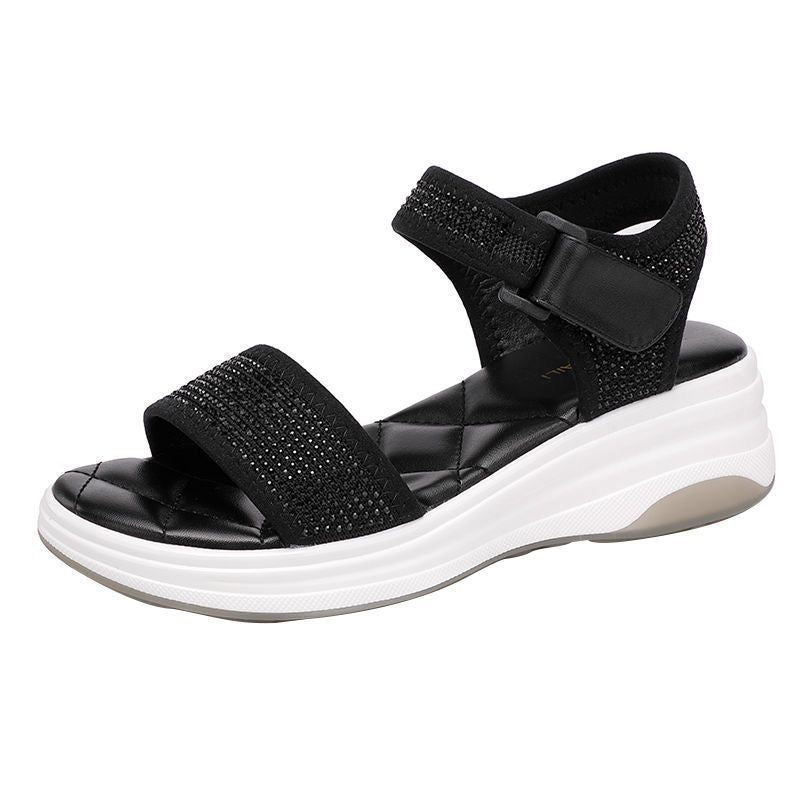 Women's Comfortable Versatile Flying Woven Middle Wedge Simple Heels