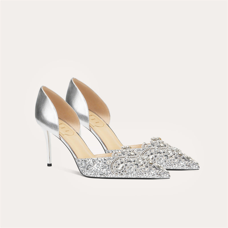 Sexy Hollowed French Sheepskin High Wedding Women's Fashion Shoes