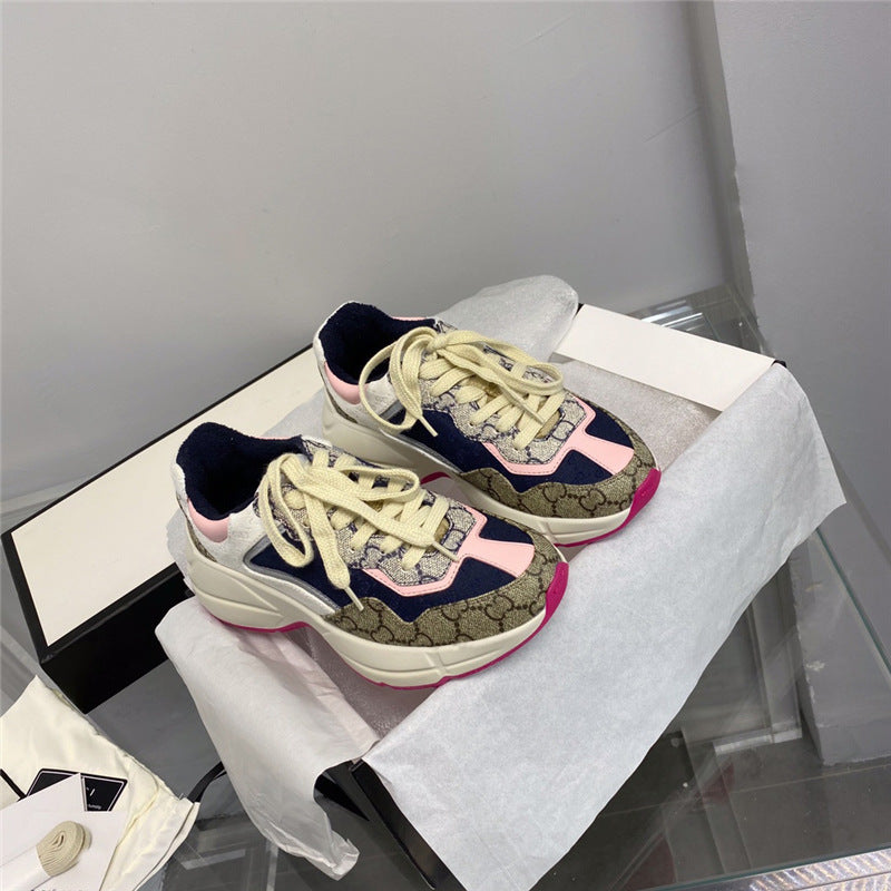 Women's & Men's Home Dad Color Matching Presbyopic Colorful Platform Height Sneakers
