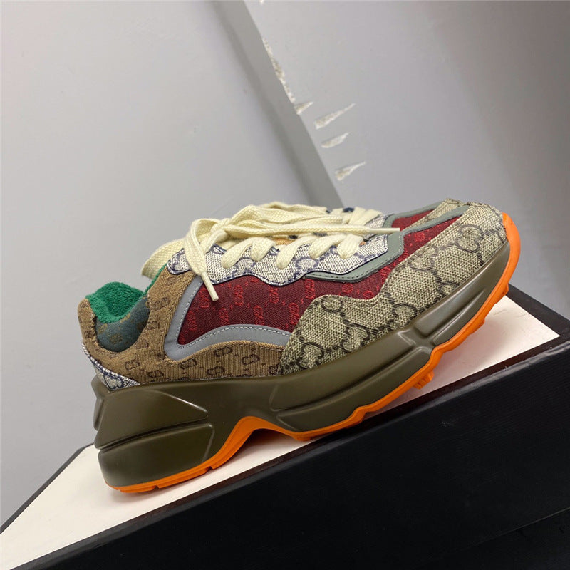 Women's & Men's Home Dad Color Matching Presbyopic Colorful Platform Height Sneakers