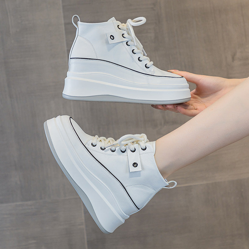 Women's Platform Autumn Versatile Height Increasing White Women's Casual Shoes