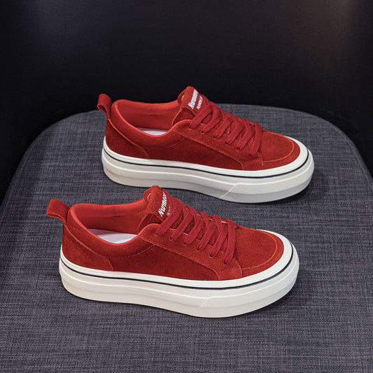 Women's Nice Genuine Platform Soft Bottom Round Sneakers