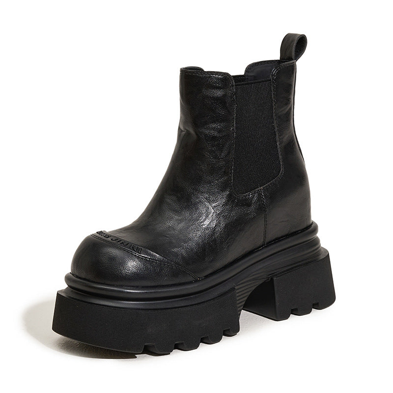 Women's Platform Martin Invisible Elevated Chunky Ankle Slip-on Boots