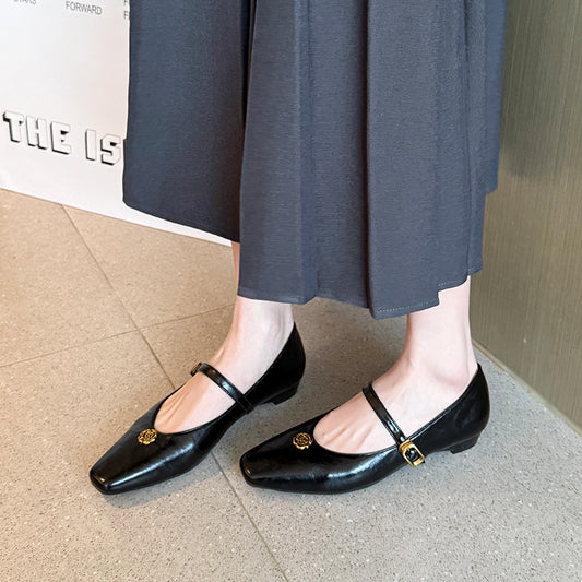 Women's Camellia Metal Buckle Strap Mary Jane Women's Shoes