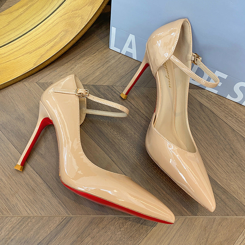 Women's Not Tired Feet Temperament Pointed Toe Sexy Side Empty Red Women's Fashion Shoes