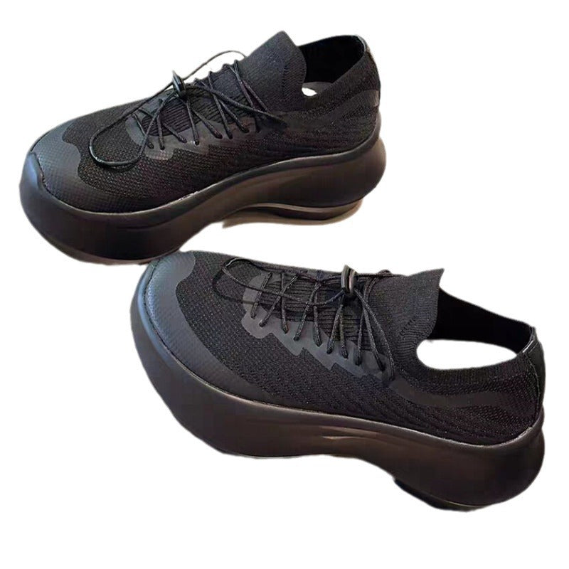 Women's Knitted Summer Small Height Increasing Muffin Sneakers