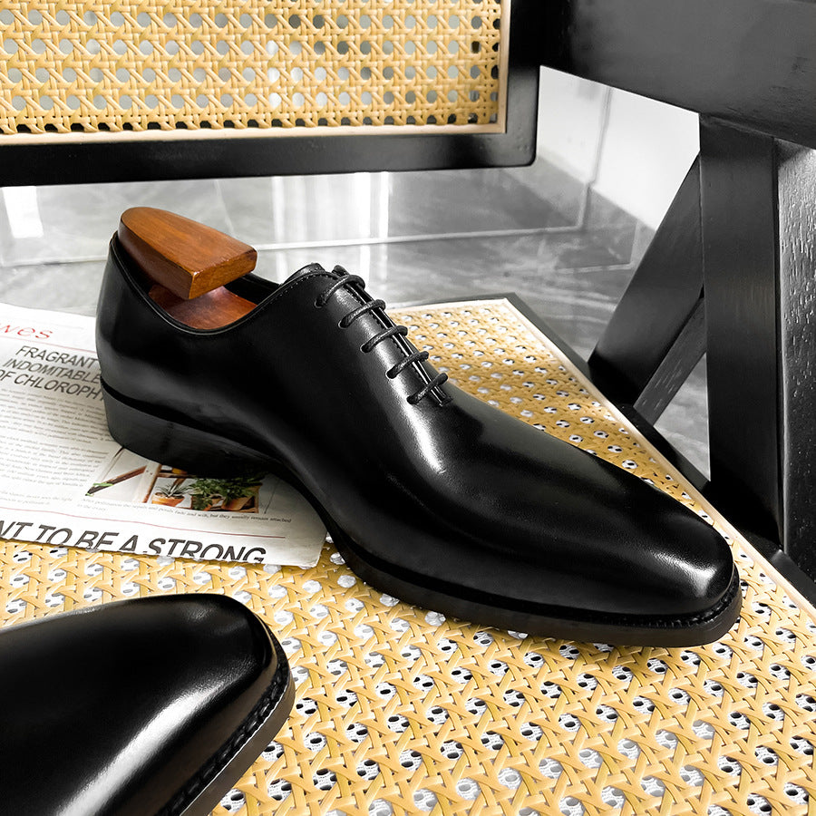 Men's Oxford Business Formal Wear Handmade Cowhide Brushed British Leather Shoes
