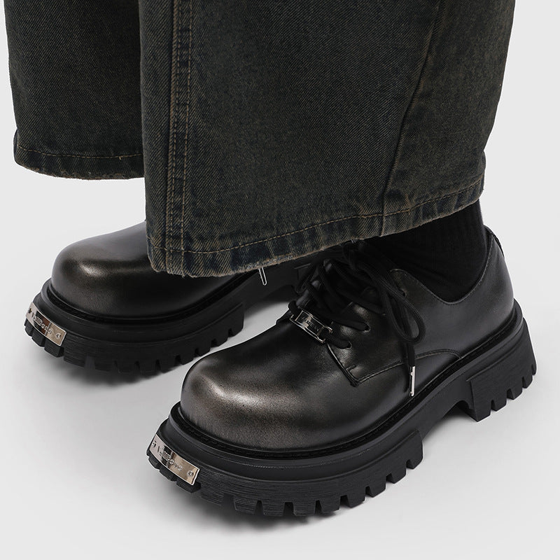 Men's Light Handsome High-grade Big Toe Black Men's Casual Leather Shoes