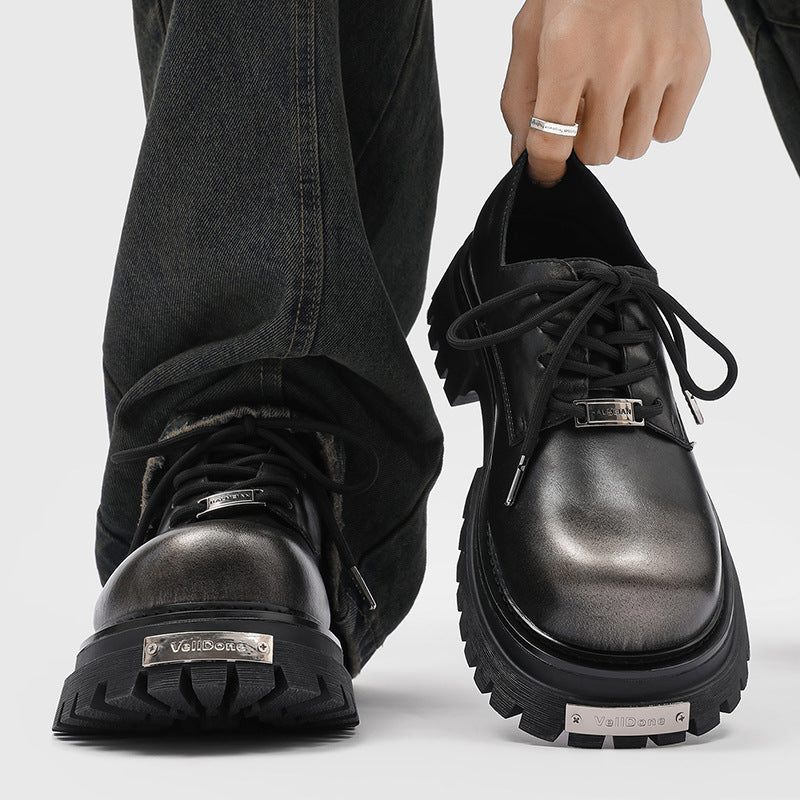 Men's Light Handsome High-grade Big Toe Black Men's Casual Leather Shoes
