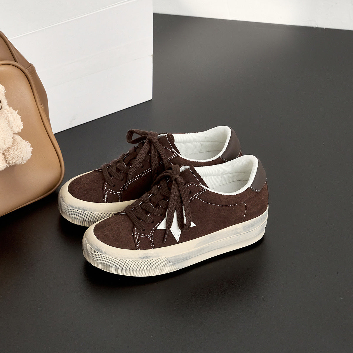 Head Old Thick Bottom Bread Dirty Retro Patchwork Sneakers