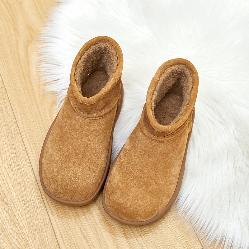 Cow Double Face Short Northeast Thickened Warm Veet Snow Boots