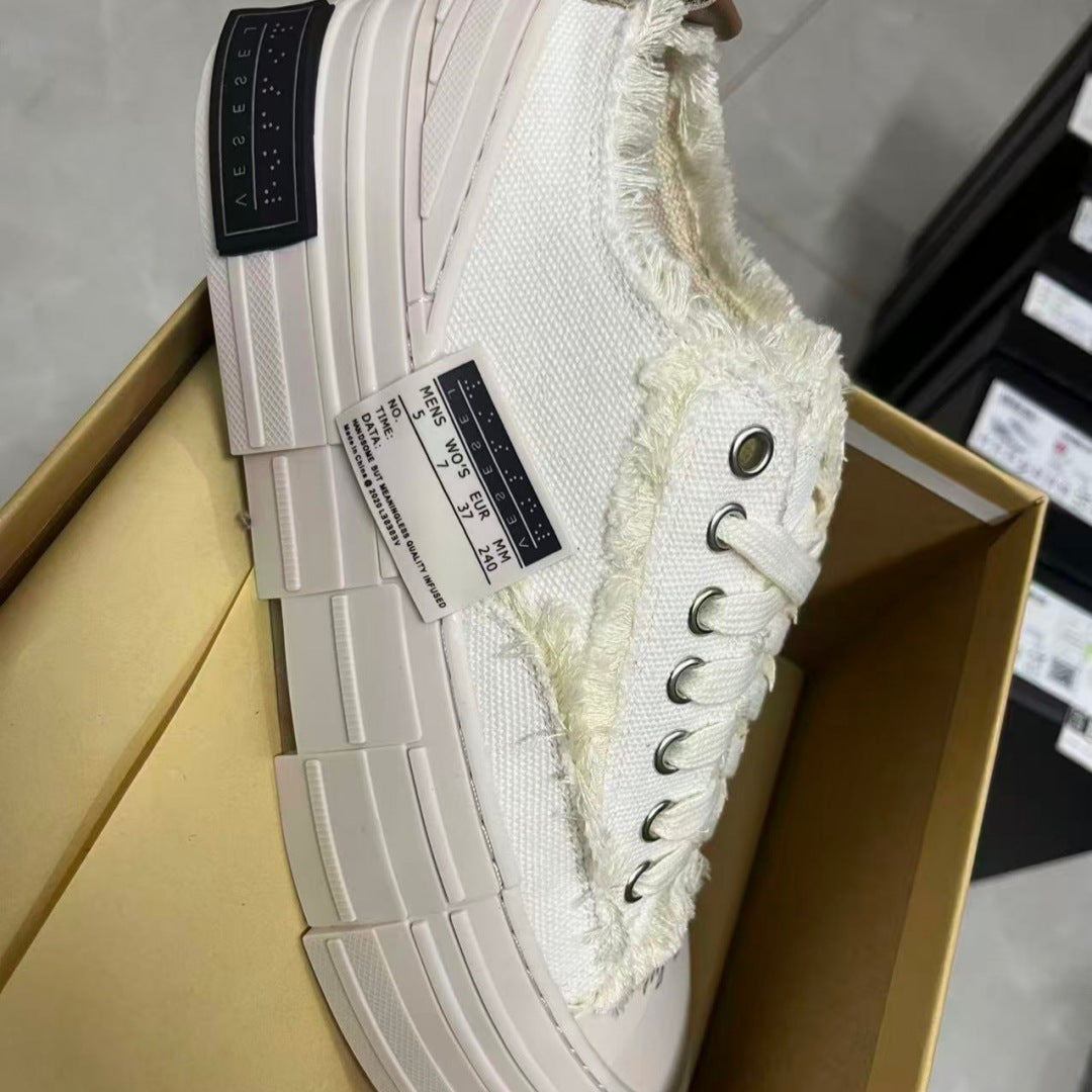 Women's & Men's Wu Beggar Frayed Fashionable Thick Sole Women's Canvas Shoes