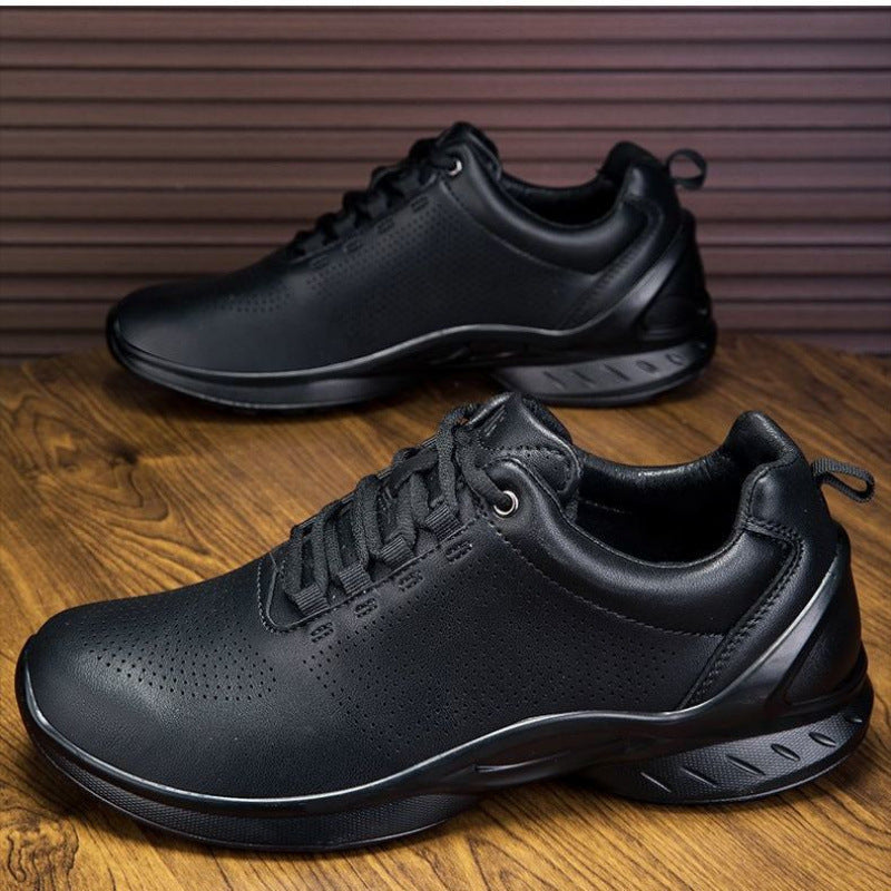 Men's Rotating Automatic Buckle Fire Protection Spare Cowhide Mesh Breathable Outdoor Men's Business Leather Shoes