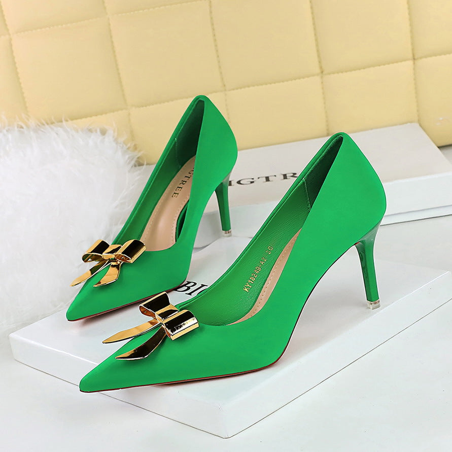 Women's Style Fashion Banquet Stiletto Satin Shallow Mouth Women's Shoes