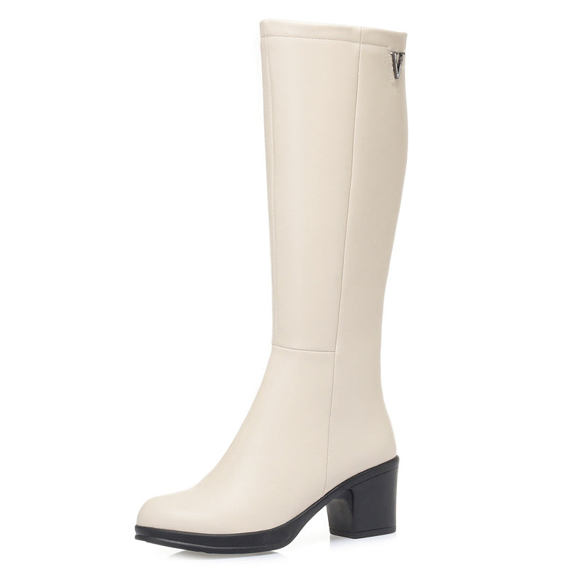 Middle Tube Thick Wool Female Mom Boots