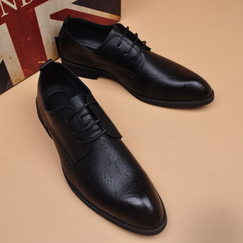 Men's Breathable Summer Korean Style Height Increasing Men's Business Leather Shoes