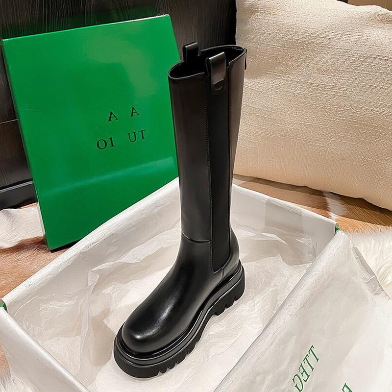 Women's Winter Thick Bottom Fleece-lined Thermal Cotton High Leg Women's Leather Boots