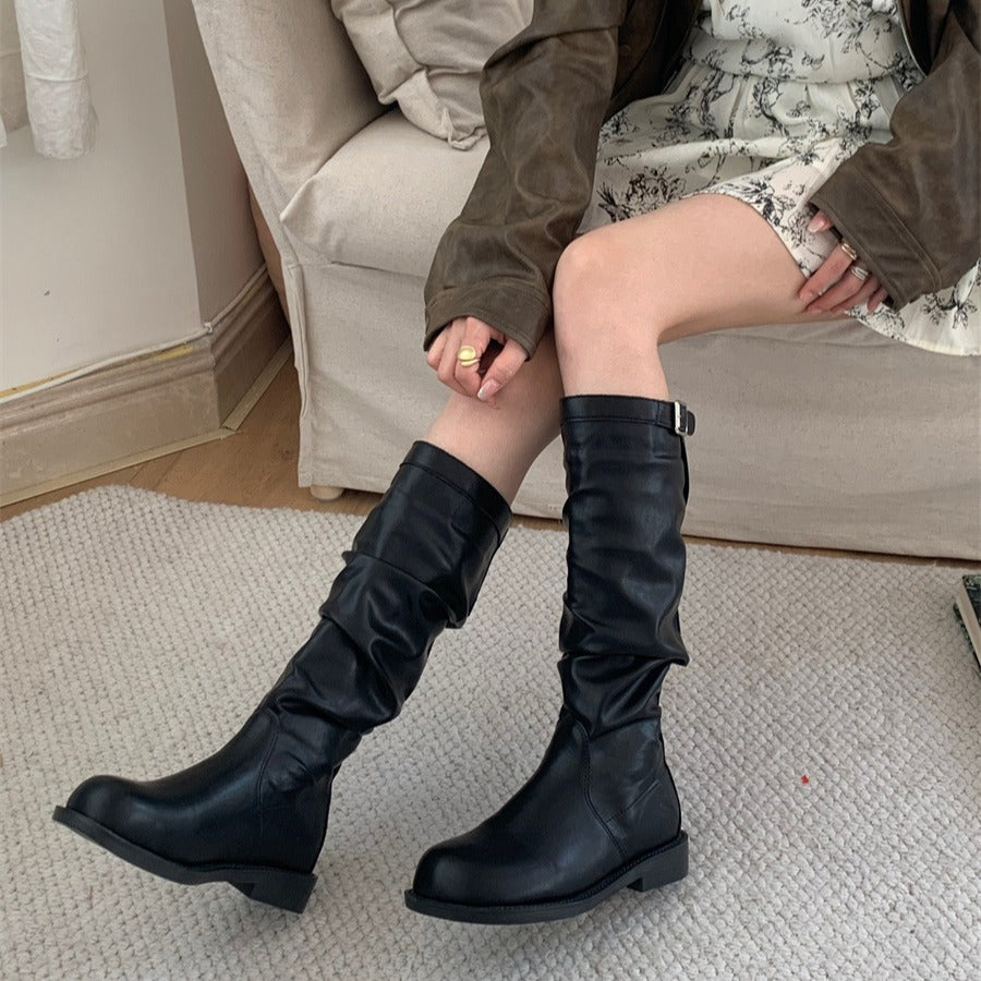 Women's Pile Style Tall Knight Retro Western Cowboy Below The Boots