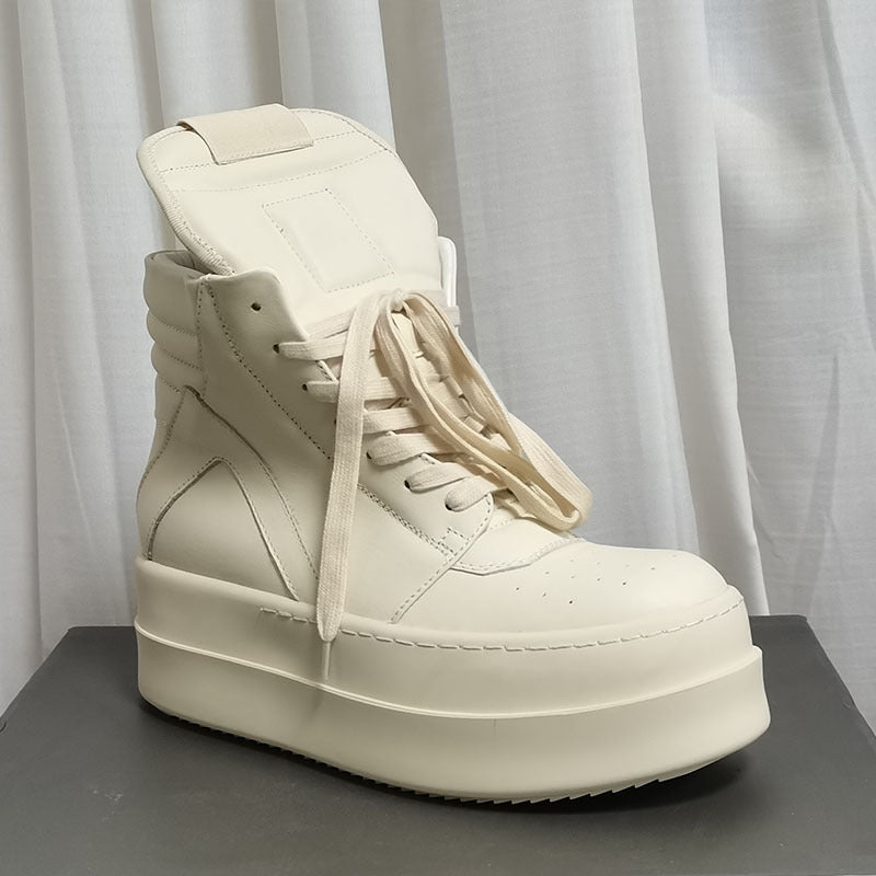 Men's Cowhide Inverted Triangle Thick Bottom Increased Men's Shoes