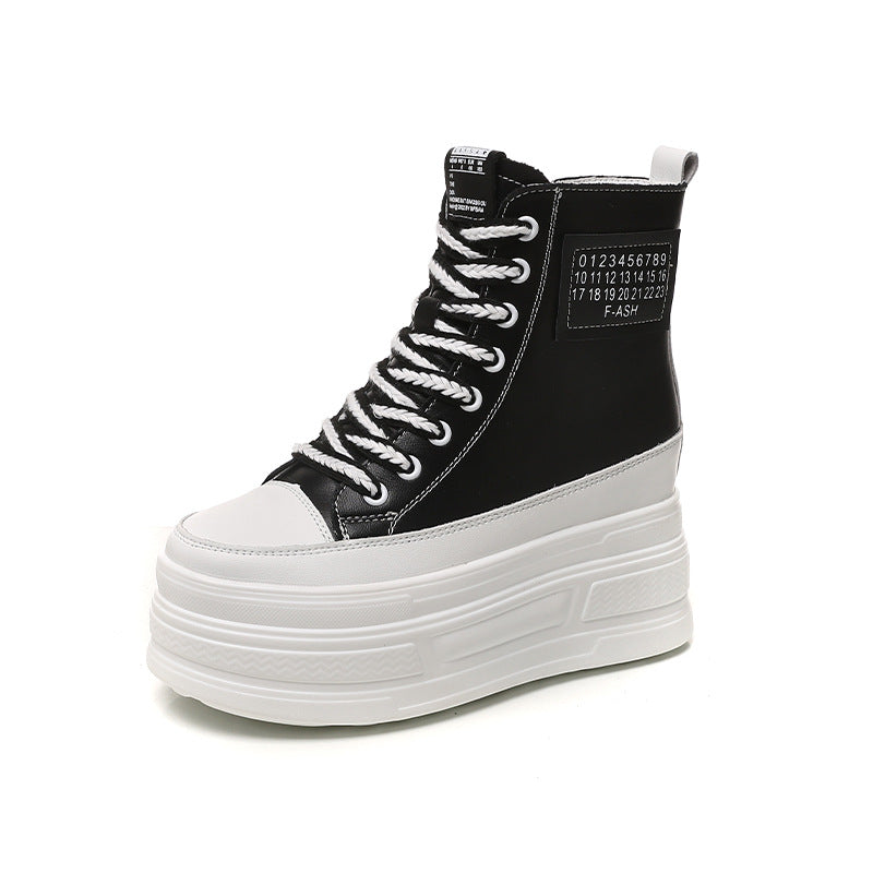 Women's Platform High Top White Inner Height Increasing Korean Style Boots