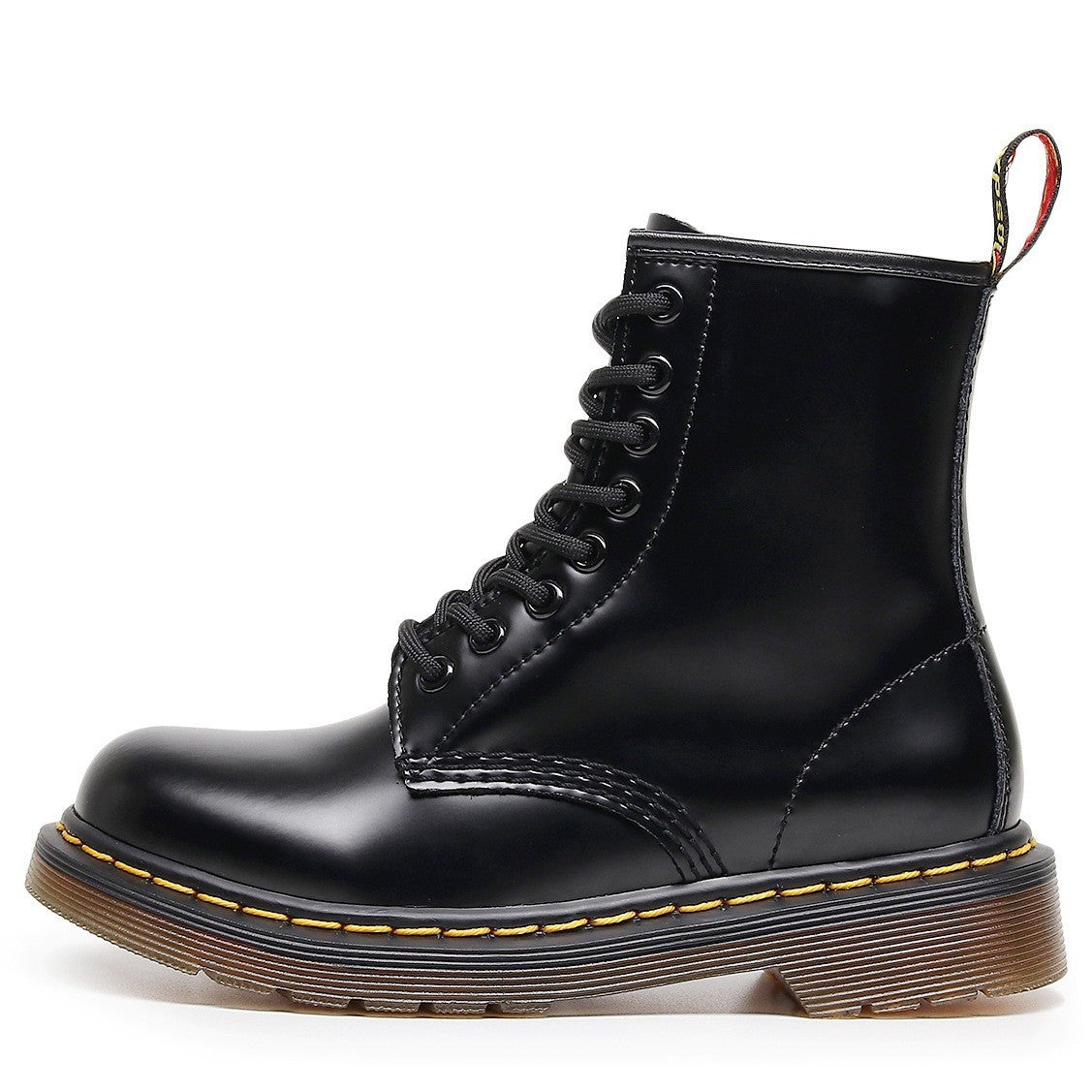 Women's & Men's High Top Working Wear Classic Hard Slit Bead Short Glossy Women's Leather Boots