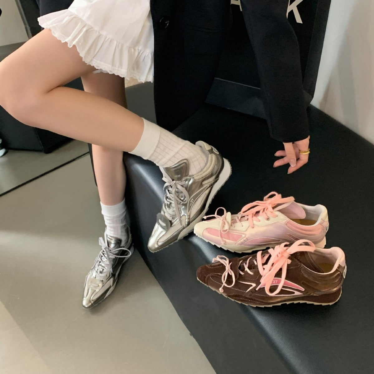 Women's Insole Asymmetric Tongue Boxing Thick-soled Sports Show Women's Casual Shoes