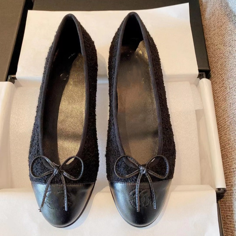 Women's Classic Ballet Bow Round Toe Flats Low-cut Comfortable Loafers