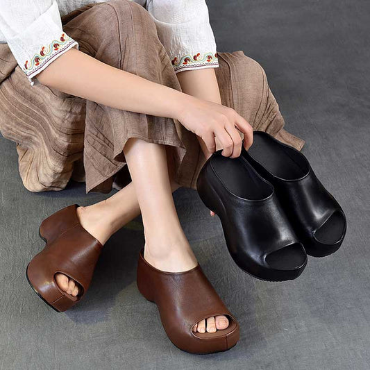 Thick-soled Peep Toe Outdoor Fashionable Bag Thick-soles Slippers