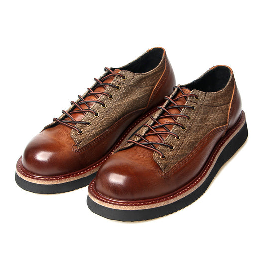 Men's Round Toe Vintage Big Top Layer Cowhide Casual Shoes