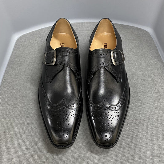 Men's Summer Business Brogue Cowhide Slip-on Formal Leather Shoes