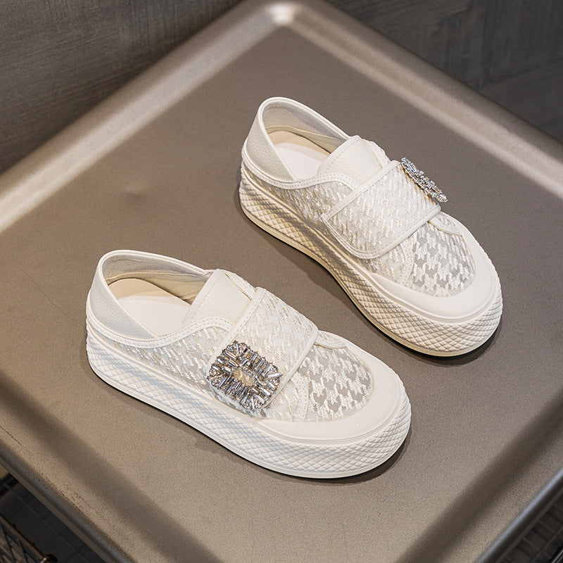 Women's White Summer Breathable Mesh Velcro Comfortable Casual Shoes