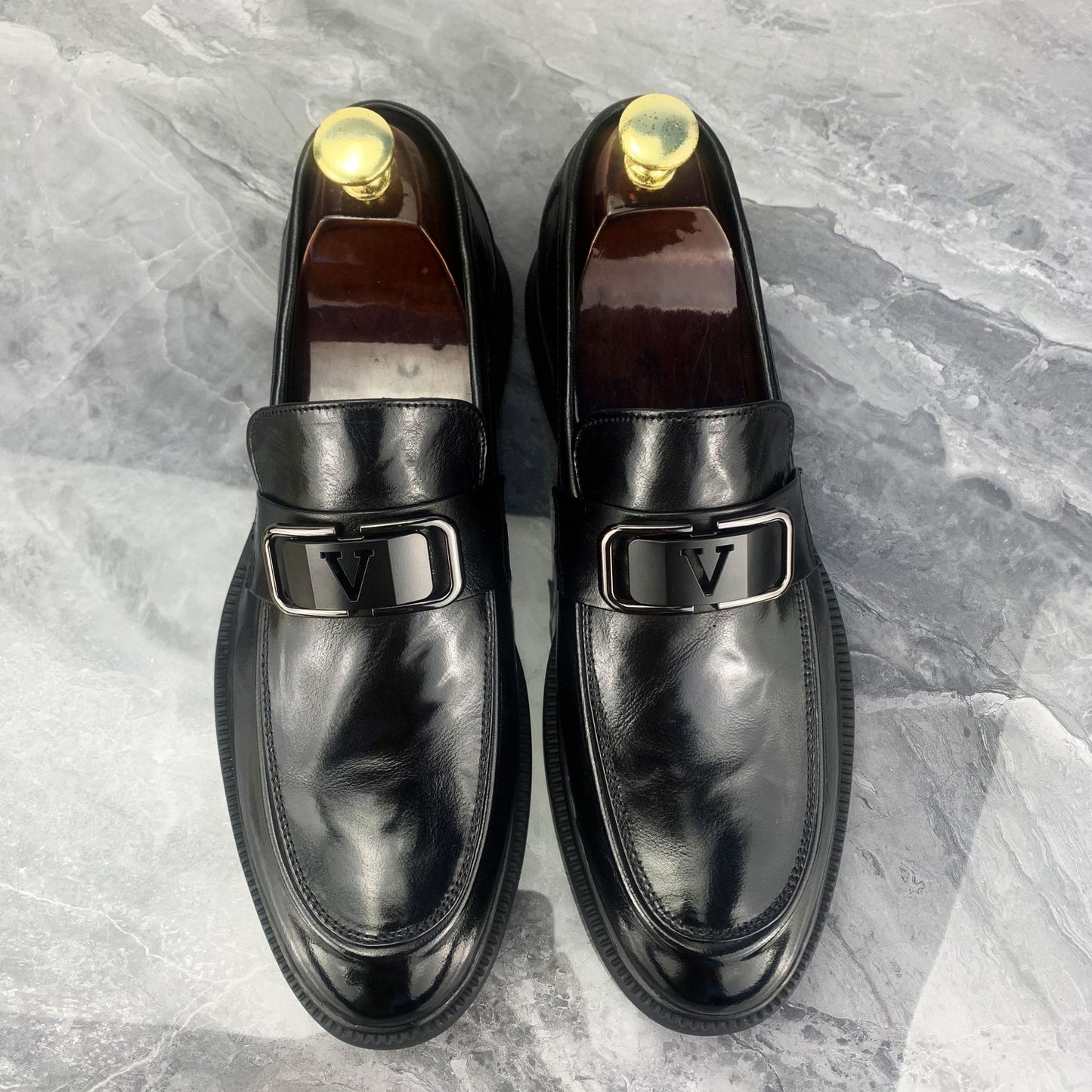 Men's Layer Cowhide Fashion British Slip-on Business Formal Leather Shoes