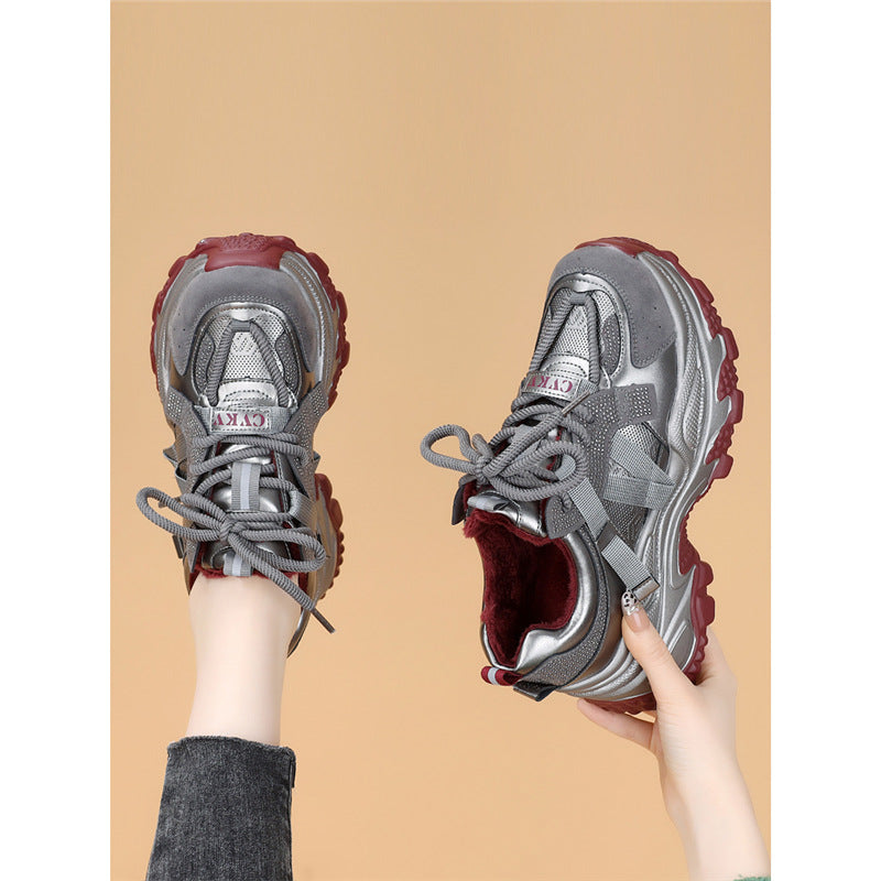 Pretty Women's Dad Fleece-lined Platform Pumps Women's Casual Shoes