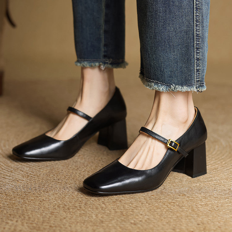 Women's Low-cut With Mary Jane Retro Chunky Heels