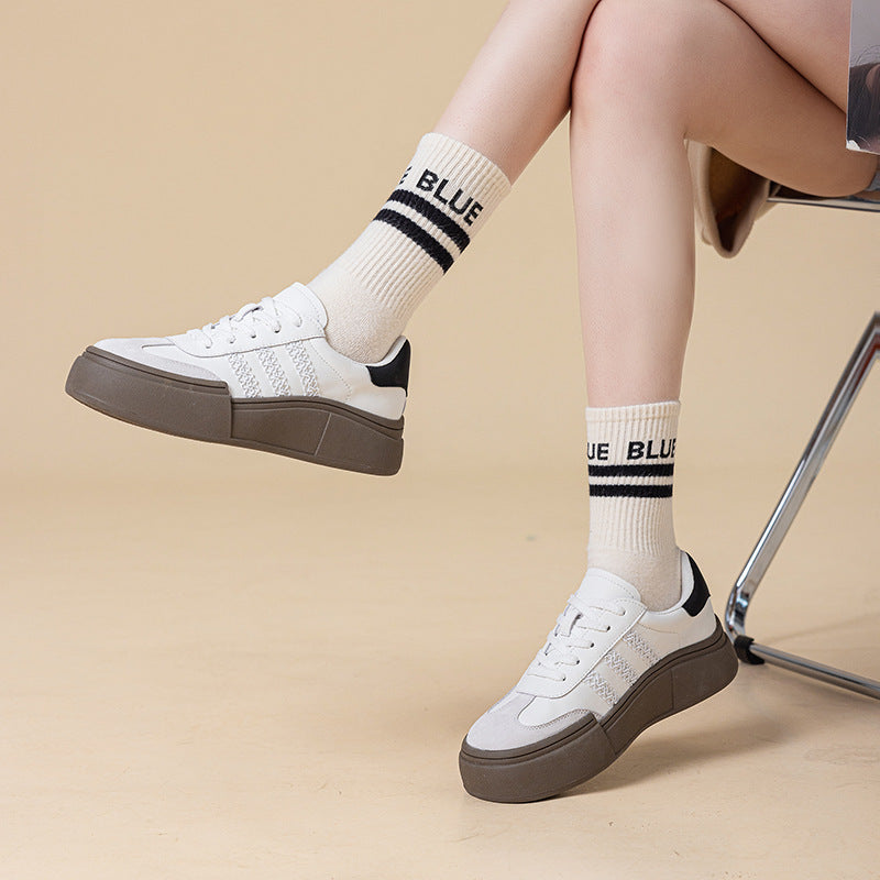 Women's Genuine Spring Thick-soled Wild Comfortable Breathable German Leather Shoes