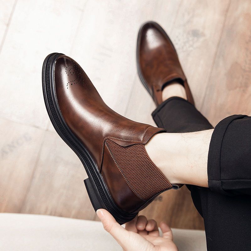 Men's Martin British Fashion Korean Style Hair Stylist Chelsea Winter Veet Men's Business Leather Shoes