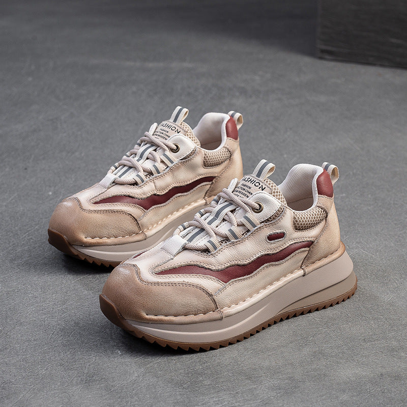 Women's Thick Sole Increased Assorted Colors Retro Pumps Breathable Casual Shoes