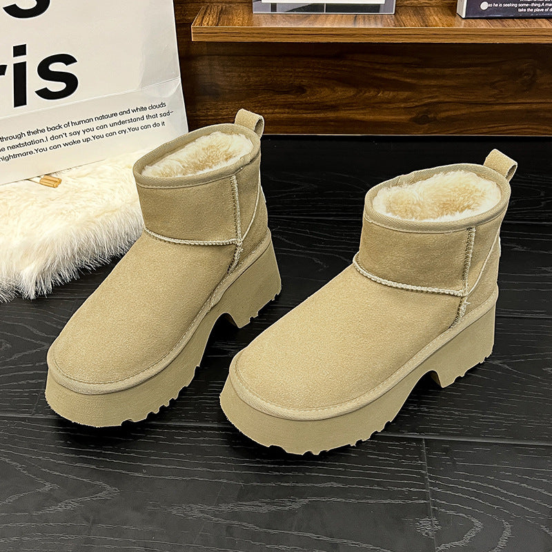 Women's High-rise With Fur Integrated Northeast Winter Warm Snow Boots