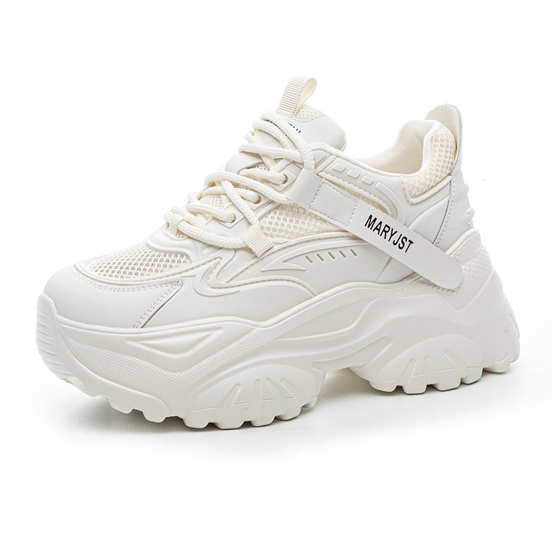 Women's Thick Bottom Sports Breathable Mesh White Women's Casual Shoes