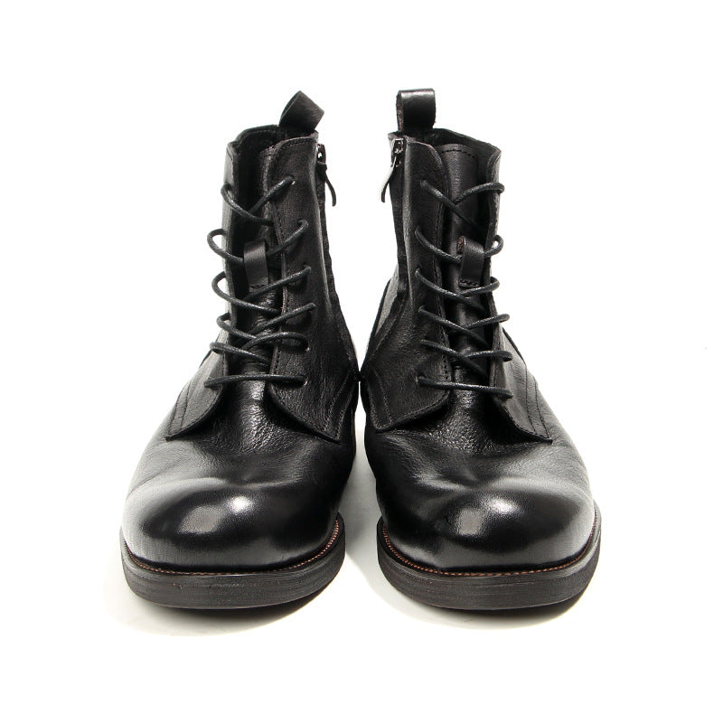 Men's Retro Handmade Distressed First Layer Cowhide Boots