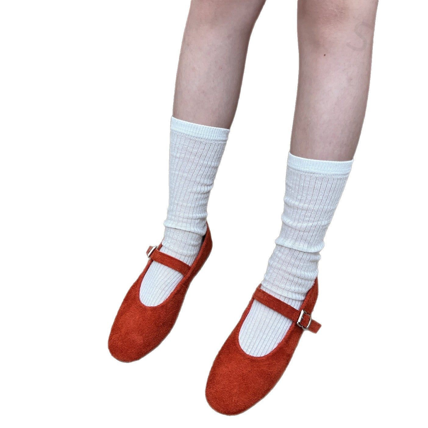 Women's First Layer Cowhide Mary Jane Ballet Flat Skirt Retro Buckle Slippers