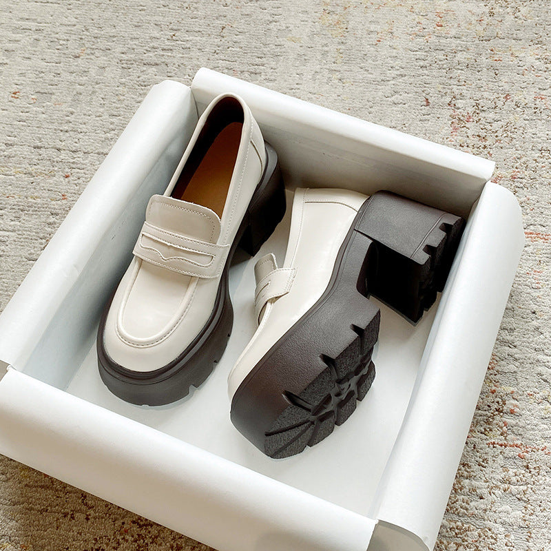 Increasing Insole Small Platform Female British Style Thick Loafers
