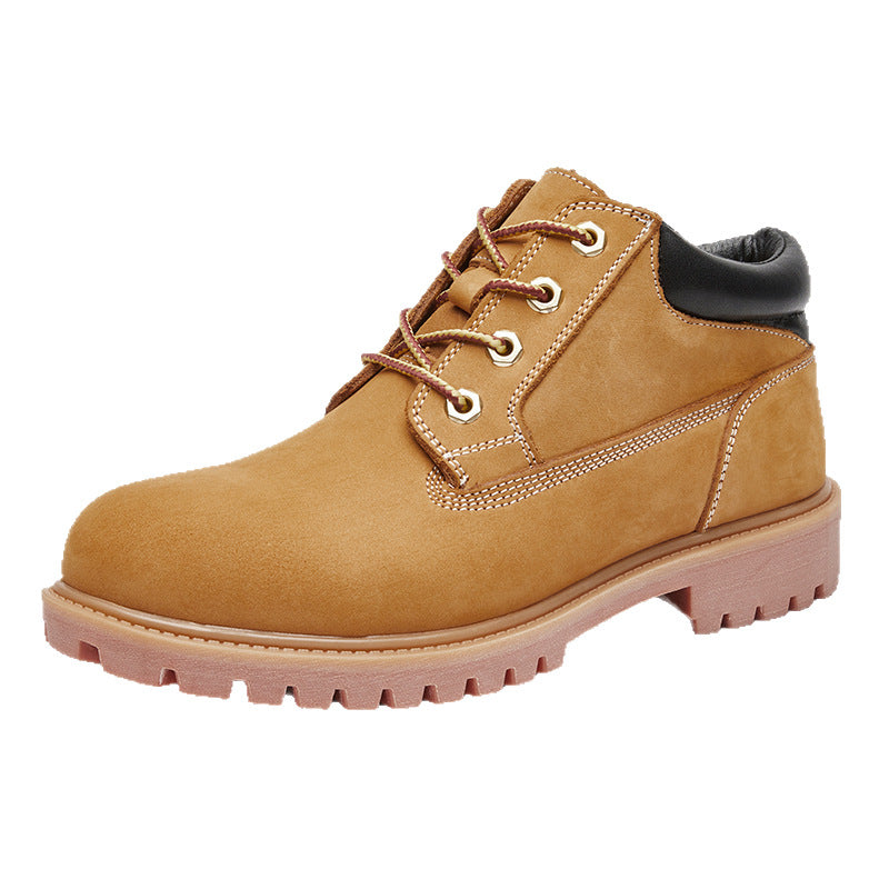 Men's Low-cut Waterproof Martin Top Layer Cowhide Worker Thick Bottom Outdoor Men's Casual Leather Shoes