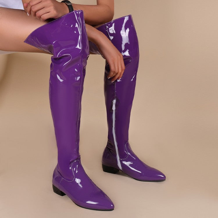 Candy Color Low Patent Side Zipper Heels