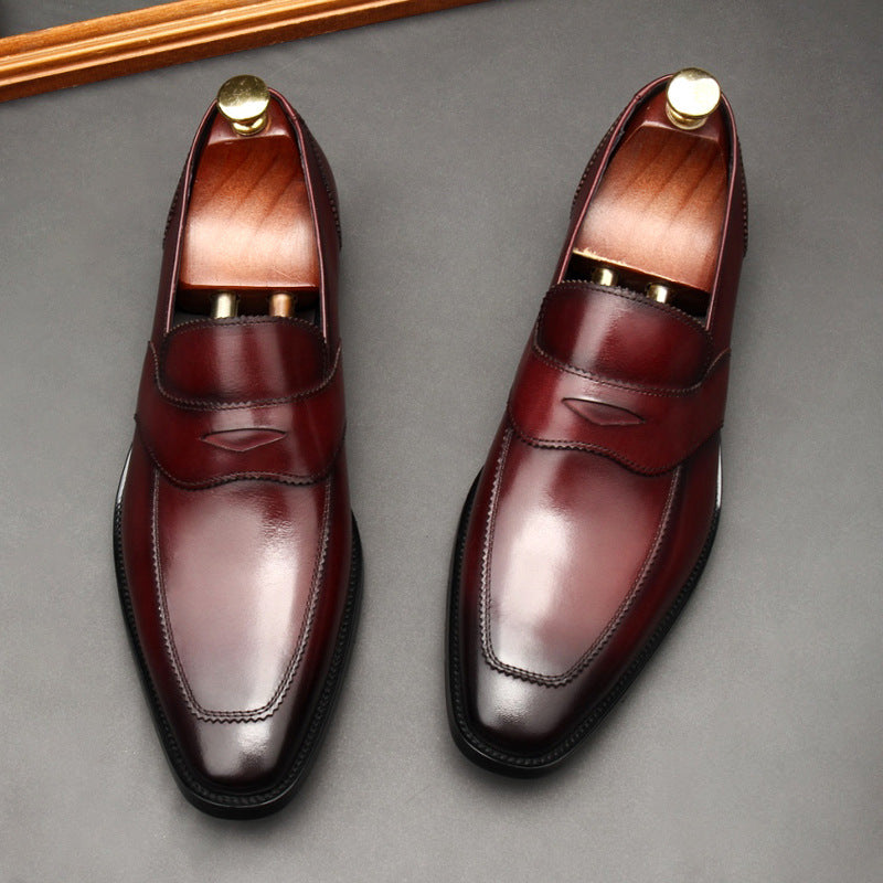 Men's Trendy Spring Business Formal Wear Handmade Slip-on Leather Shoes