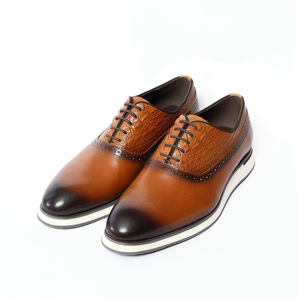 Men's Business Formal Wear British Hand-rub Color Leather Shoes