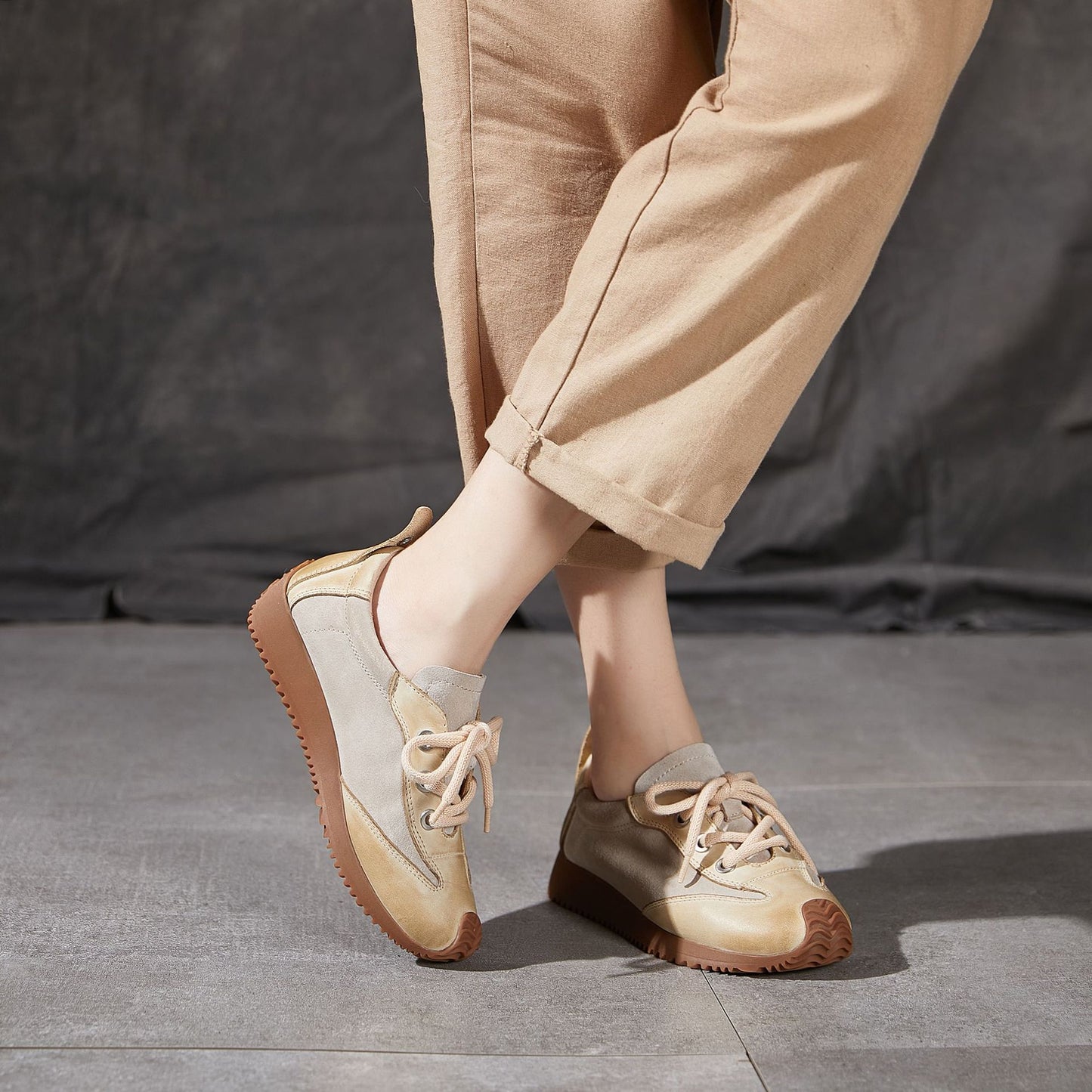 Women's Layer Cowhide Handmade Genuine Flat Retro Easy Casual Shoes